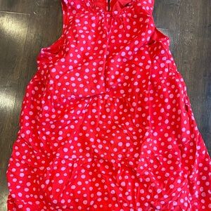 NEW. Red and pink linen short-sleeve dress. XXL